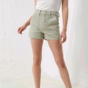 Upwest Womens XL Utility Shorts Desert Sage Green Stretchy Elastic Waist Cotton